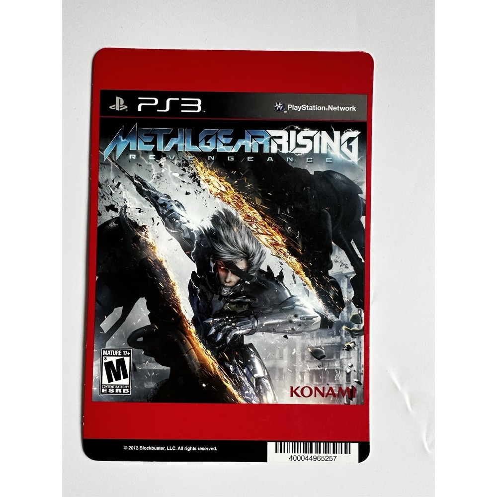 PS3 METAL GEAR RISING REVENEANCE BLOCKBUSTER VIDEO BACKER CARD 5"X8"NO GAME